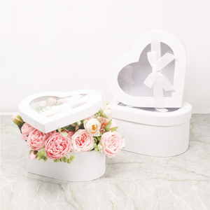 Heart Shaped Flower Gift Box With Clear Window