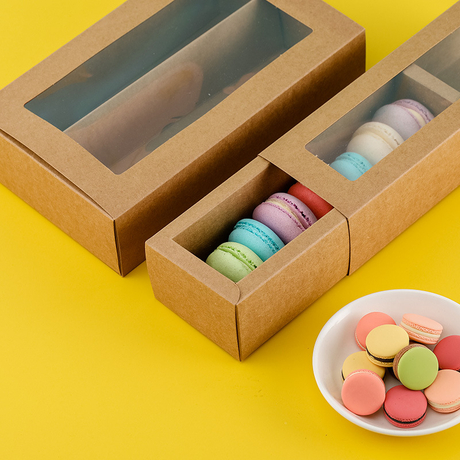 Tilpasset Kraft Paper Macaron Kakeboks 
